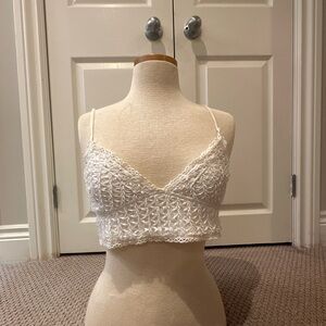 Free People White Lace Cropped Cami Top